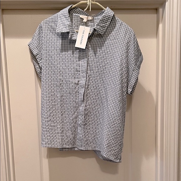 grade & gather Tops - Grade and Gather Blue Checkered Casual Button Down Shirt